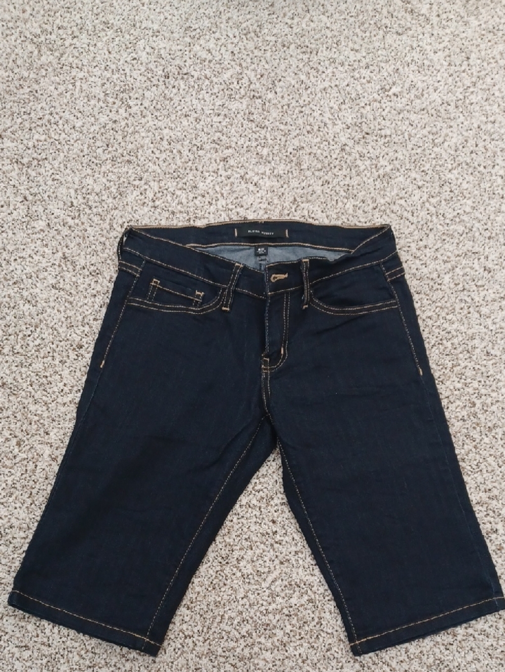 Flying Monkey Women's Dark Indigo Denim Shorts With Tan Stitching Size 26